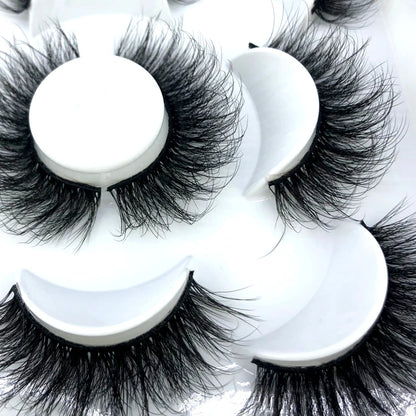 5 Pairs 3d Mink Dramatic Volume Lashes Bulk Faux Thick Long Wispy Natural Mink Lashes Pack Short Wholesales Natural False lashes