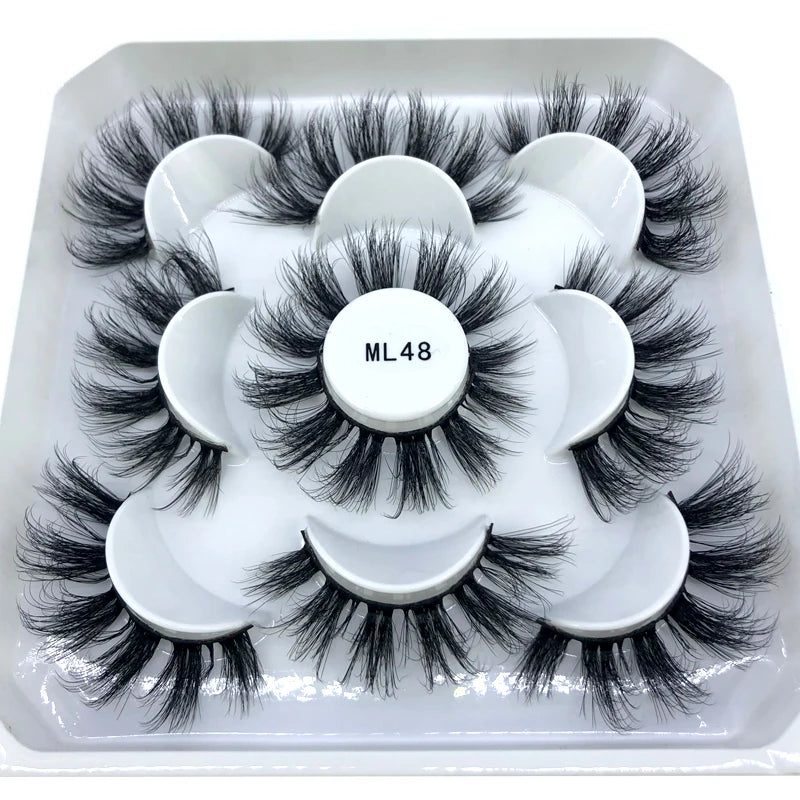 5 Pairs 3d Mink Dramatic Volume Lashes Bulk Faux Thick Long Wispy Natural Mink Lashes Pack Short Wholesales Natural False lashes