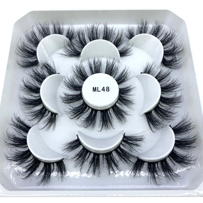 5 Pairs 3d Mink Dramatic Volume Lashes Bulk Faux Thick Long Wispy Natural Mink Lashes Pack Short Wholesales Natural False lashes