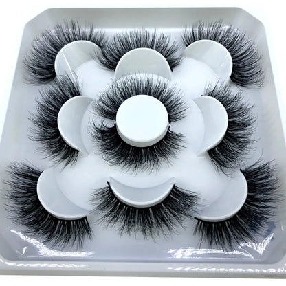 5 Pairs 3d Mink Dramatic Volume Lashes Bulk Faux Thick Long Wispy Natural Mink Lashes Pack Short Wholesales Natural False lashes