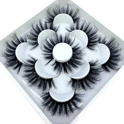 5 Pairs 3d Mink Dramatic Volume Lashes Bulk Faux Thick Long Wispy Natural Mink Lashes Pack Short Wholesales Natural False lashes