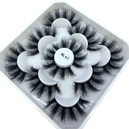 5 Pairs 3d Mink Dramatic Volume Lashes Bulk Faux Thick Long Wispy Natural Mink Lashes Pack Short Wholesales Natural False lashes