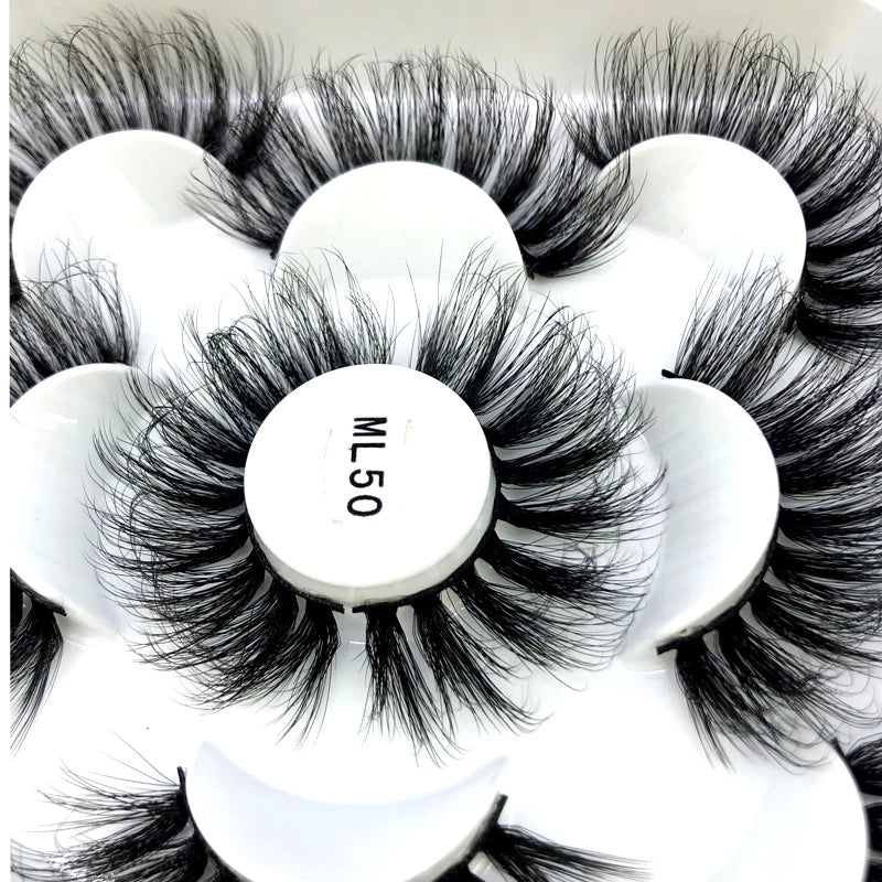 5 Pairs 3d Mink Dramatic Volume Lashes Bulk Faux Thick Long Wispy Natural Mink Lashes Pack Short Wholesales Natural False lashes