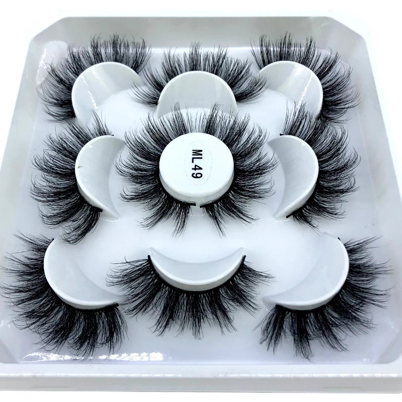 5 Pairs 3d Mink Dramatic Volume Lashes Bulk Faux Thick Long Wispy Natural Mink Lashes Pack Short Wholesales Natural False lashes