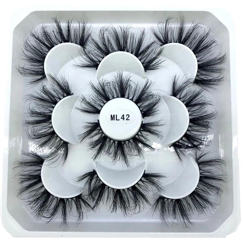 5 Pairs 3d Mink Dramatic Volume Lashes Bulk Faux Thick Long Wispy Natural Mink Lashes Pack Short Wholesales Natural False lashes