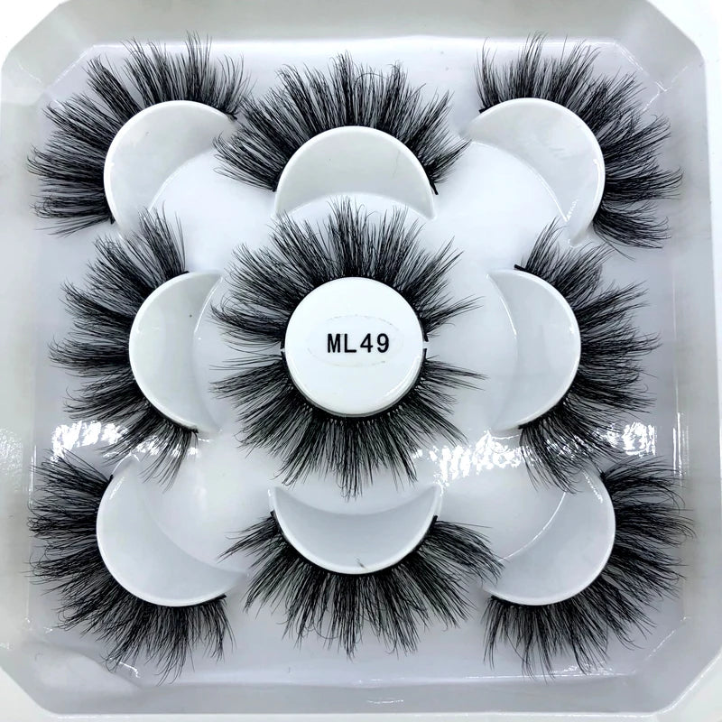 5 Pairs 3d Mink Dramatic Volume Lashes Bulk Faux Thick Long Wispy Natural Mink Lashes Pack Short Wholesales Natural False lashes