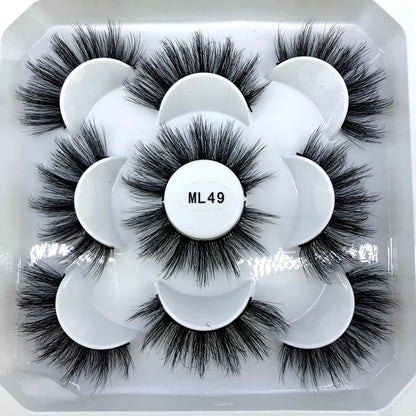 5 Pairs 3d Mink Dramatic Volume Lashes Bulk Faux Thick Long Wispy Natural Mink Lashes Pack Short Wholesales Natural False lashes