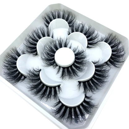 5 Pairs 3d Mink Dramatic Volume Lashes Bulk Faux Thick Long Wispy Natural Mink Lashes Pack Short Wholesales Natural False lashes