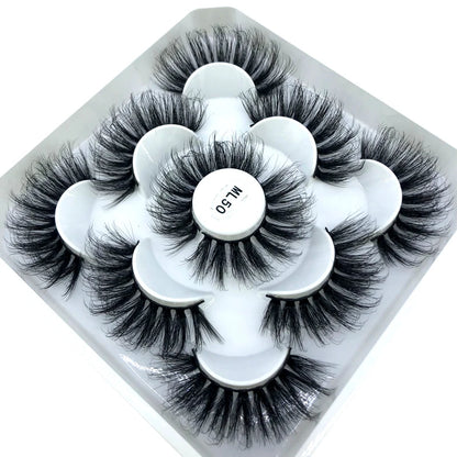 5 Pairs 3d Mink Dramatic Volume Lashes Bulk Faux Thick Long Wispy Natural Mink Lashes Pack Short Wholesales Natural False lashes