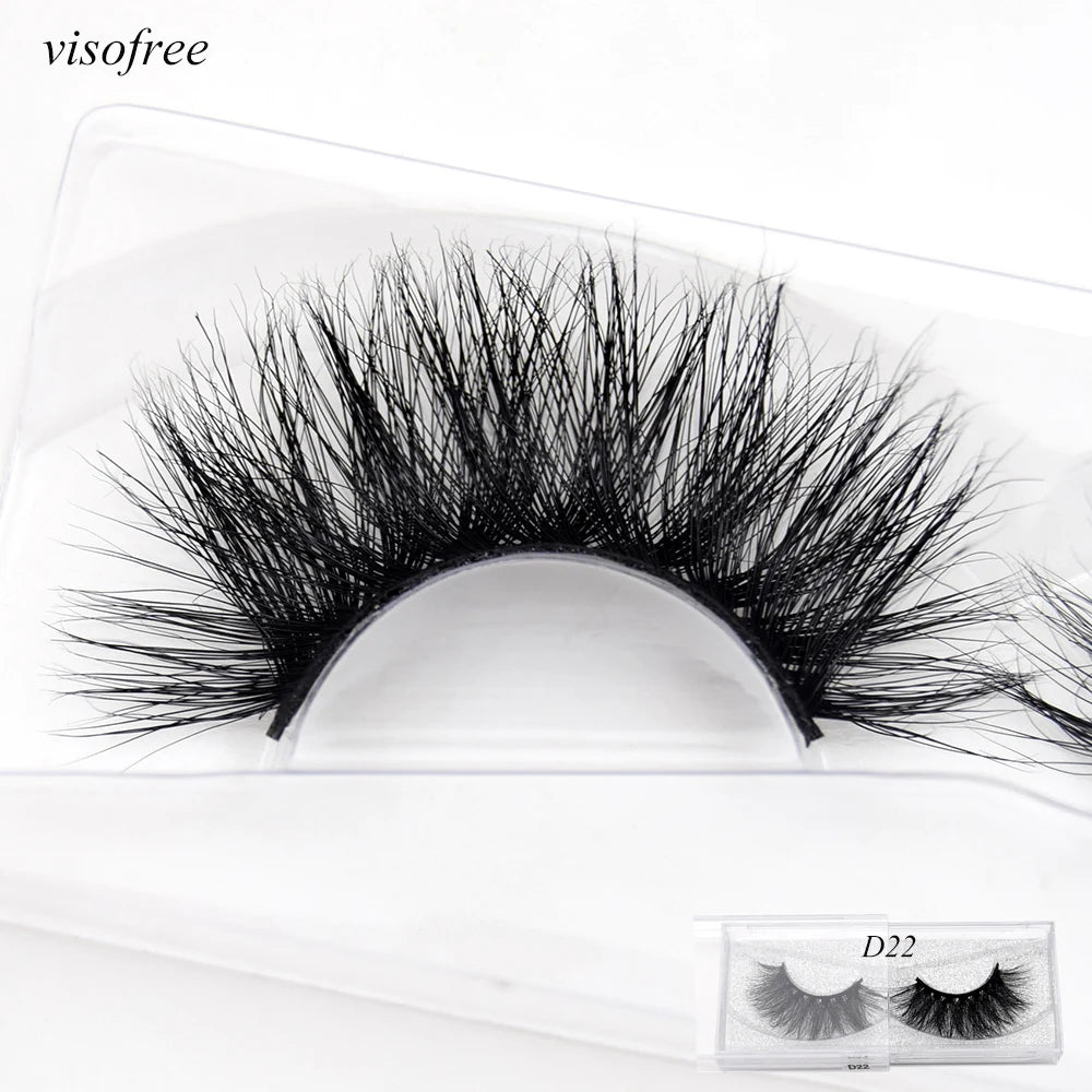 Visofree Mink Eyelashes 3D Mink Lashes Thick Crisscross Winged Eyelashes Cruelty Free Mink 1 Pair/box False Lashes D22