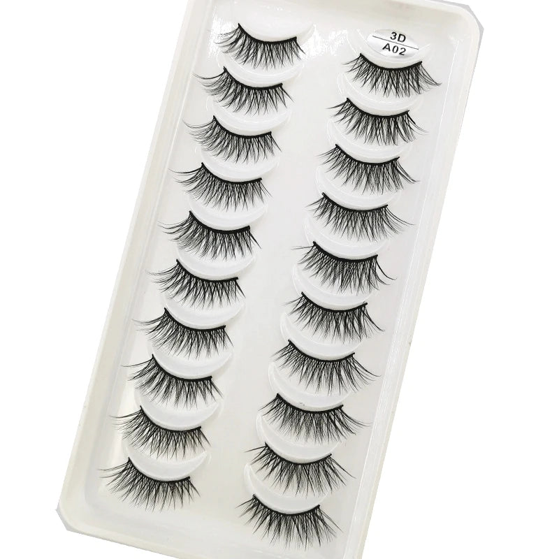 New 10 Pairs Crisscross Half Eye Lashes Natural False eyelashes Handmade 3D Mink Lashes Makeup Tools Reusable Eyelash Extension