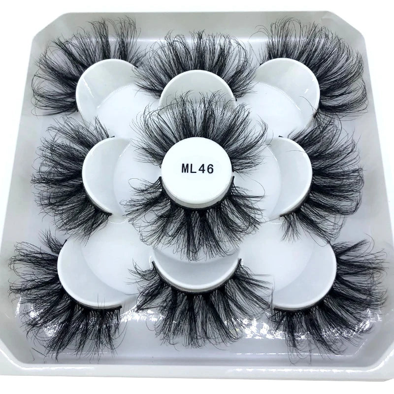 5 Pairs 3d Mink Dramatic Volume Lashes Bulk Faux Thick Long Wispy Natural Mink Lashes Pack Short Wholesales Natural False lashes
