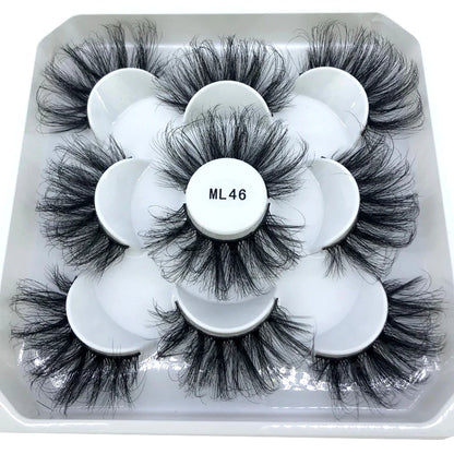 5 Pairs 3d Mink Dramatic Volume Lashes Bulk Faux Thick Long Wispy Natural Mink Lashes Pack Short Wholesales Natural False lashes