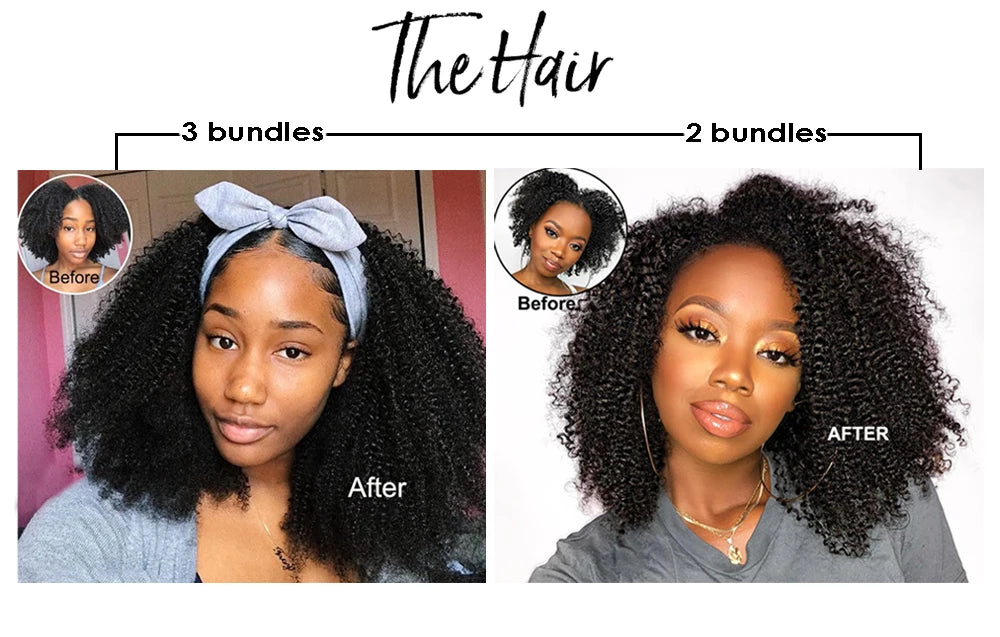 Mongolian Afro Kinky Curly Hair Weave With Closure Natural Black 4B 4C Virgin Human Hair Bundles Extension 3 Dolago Products