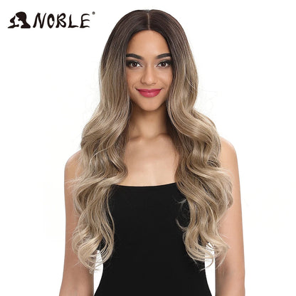 Noble Cosplay Lace Front Wig 30 Inch Lace  Long Wavy 360 0mbre Blonde Wig Red African American Synthetic Wigs For Black Women