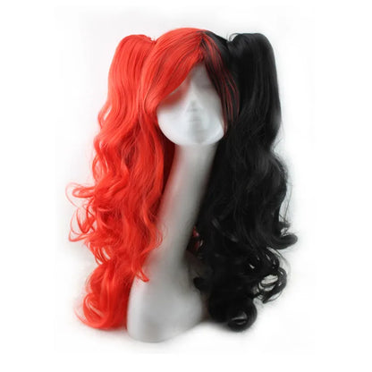 Synthetic Hair Wigs Cosplay Wig With Bangs Wavy Costume Wigs For Women Long Two Claw Clip Ponytail Wig Pink Red Blue Black White