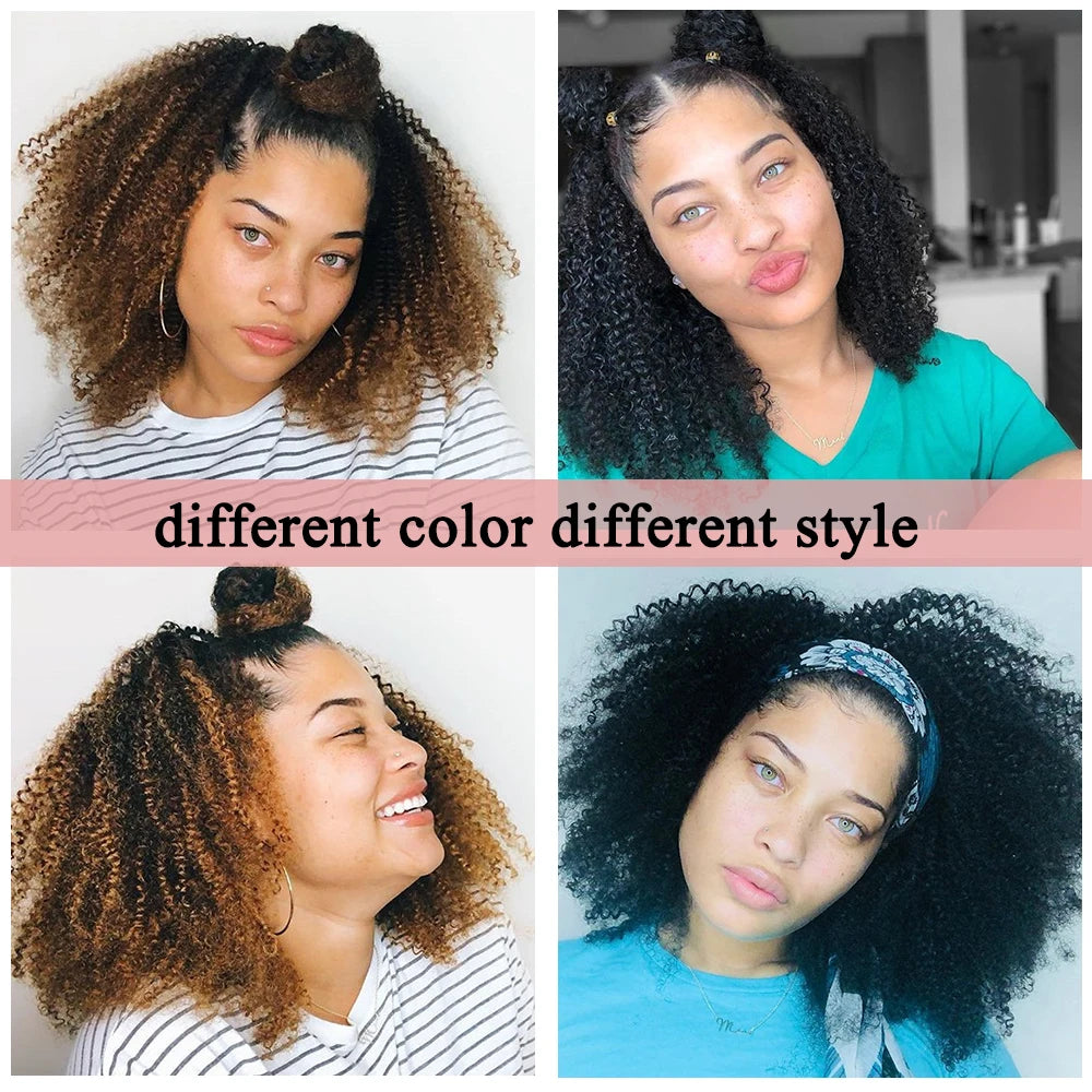 Mongolian Afro Kinky Curly Hair Weave With Closure Natural Black 4B 4C Virgin Human Hair Bundles Extension 3 Dolago Products