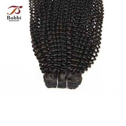 Afro Kinky Curly Bundles With Closure Transparent 4x4 Lace Free Part Natural Black Remy Human Hair Weave 10-30 inch BOBBI
