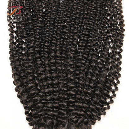Afro Kinky Curly Bundles With Closure Transparent 4x4 Lace Free Part Natural Black Remy Human Hair Weave 10-30 inch BOBBI
