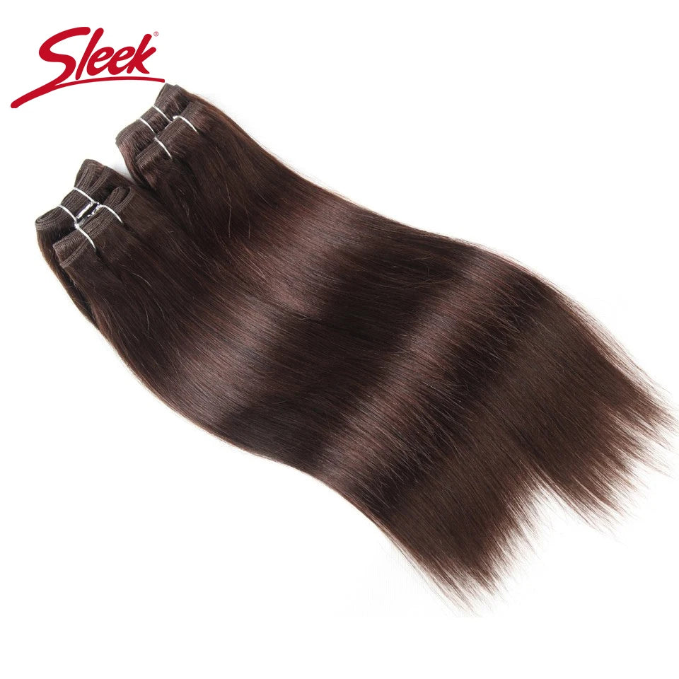Sleek Brazilian Yaki Straight Hair 4 Bundles Deal 190G 1 Pack Human Hair Weave Bundles Non Remy Red/Burg/1B/2/4 Hair Extension