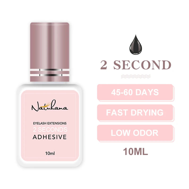 NATUHANA Black/Clear Eyelash Extension Glue 2-3s Fast Dry Sensitive Eye Individual Strong False Lashes Glue Adhesive MakeupTools