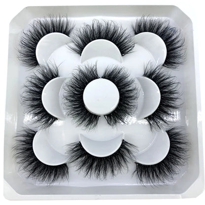 5 Pairs 3d Mink Dramatic Volume Lashes Bulk Faux Thick Long Wispy Natural Mink Lashes Pack Short Wholesales Natural False lashes