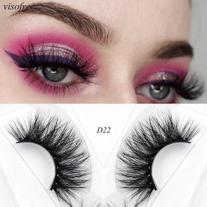 Visofree Mink Eyelashes 3D Mink Lashes Thick Crisscross Winged Eyelashes Cruelty Free Mink 1 Pair/box False Lashes D22