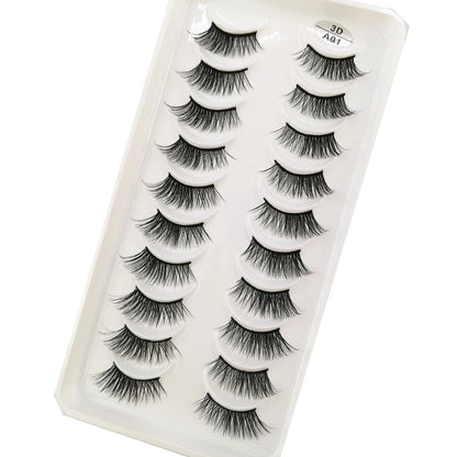 New 10 Pairs Crisscross Half Eye Lashes Natural False eyelashes Handmade 3D Mink Lashes Makeup Tools Reusable Eyelash Extension