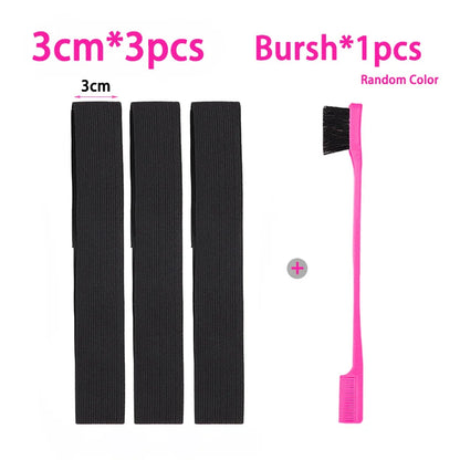 Edge Laying Scarf Elastic Headband For Wigs Lace Frontal 3Pcs Lace Melting Band With 1Pcs Double Side Edge Control Hair Comb