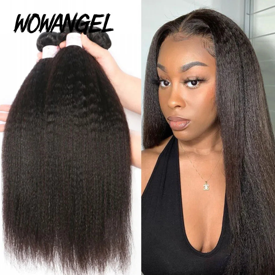 Kinky Straight Bundles Remy Hair Extensions 30 inch Human Hair Brazilian Hair Yaki Bundles 3/4 Bundles Deal Weave Extensioy Hair