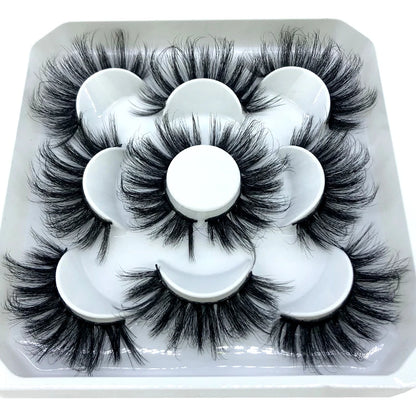 5 Pairs 3d Mink Dramatic Volume Lashes Bulk Faux Thick Long Wispy Natural Mink Lashes Pack Short Wholesales Natural False lashes