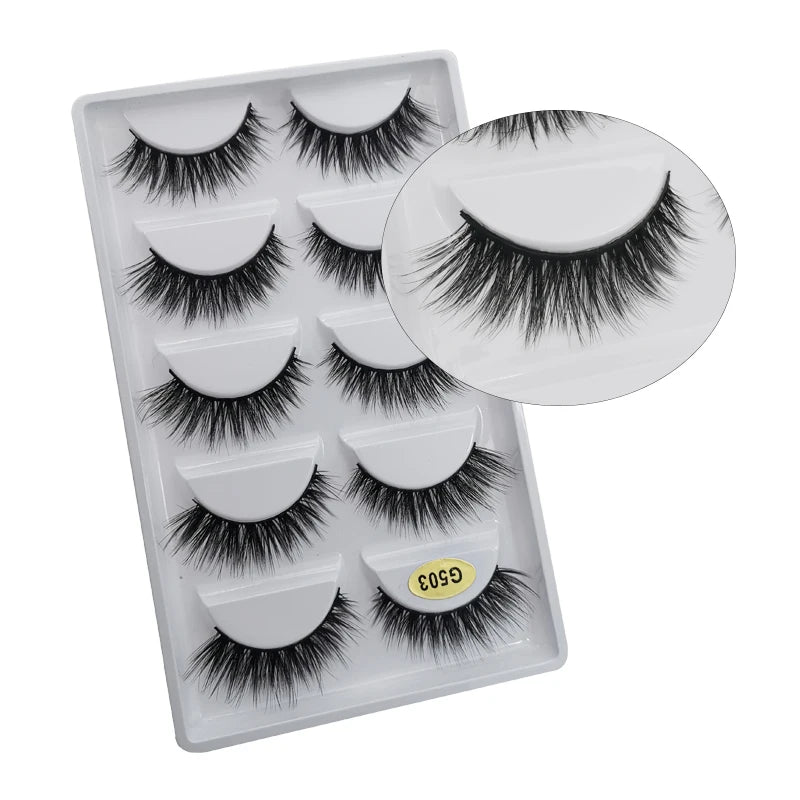 5 Pairs 3d mink eyelashes eyelash extension natural false eyelashes volume dramatic 3d lashes maquillaje mink cilios makeup tool