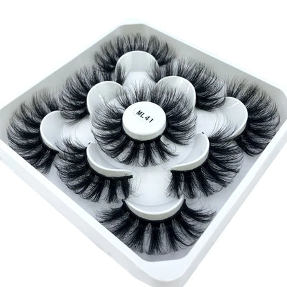 5 Pairs 3d Mink Dramatic Volume Lashes Bulk Faux Thick Long Wispy Natural Mink Lashes Pack Short Wholesales Natural False lashes