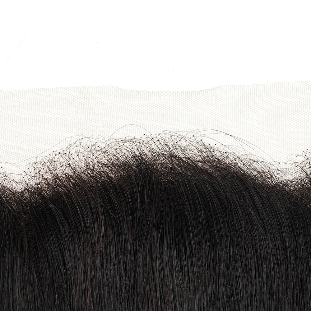 Human Hair Bundles with 13x4 Lace Frontal Closure Straight Pre-Plucked Transparent Lace 60g/pc Black Hair Bundle BOBBI