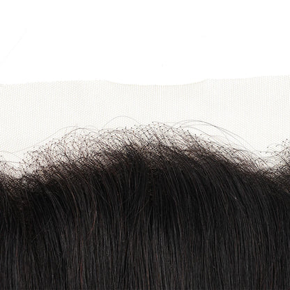 Human Hair Bundles with 13x4 Lace Frontal Closure Straight Pre-Plucked Transparent Lace 60g/pc Black Hair Bundle BOBBI