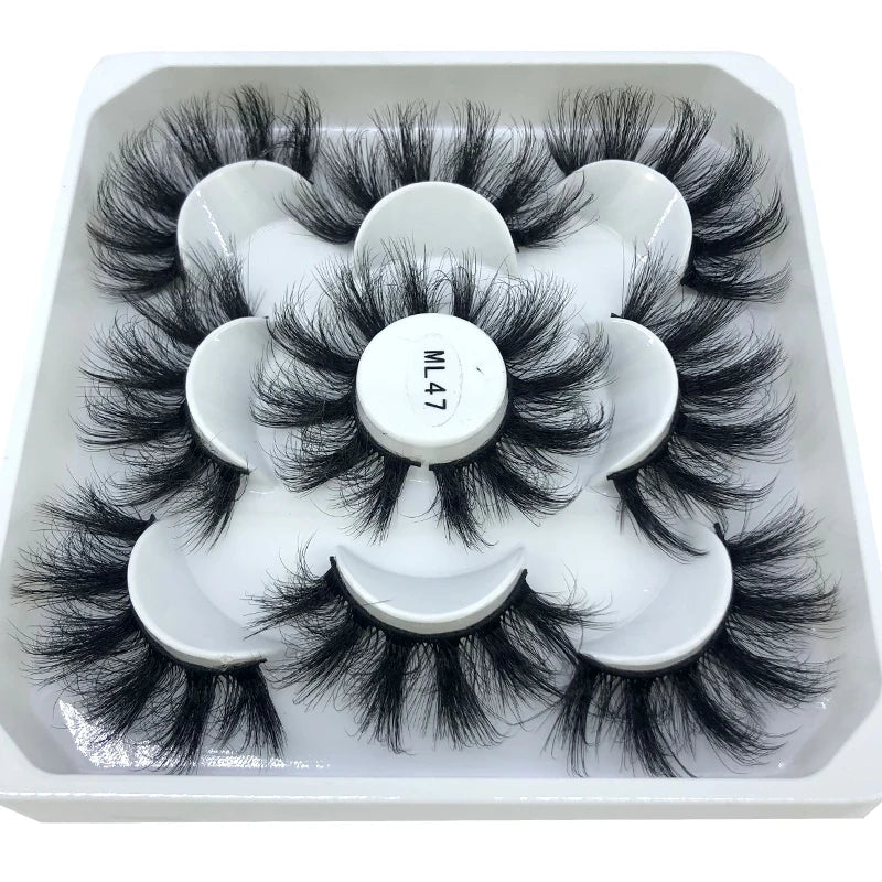 5 Pairs 3d Mink Dramatic Volume Lashes Bulk Faux Thick Long Wispy Natural Mink Lashes Pack Short Wholesales Natural False lashes