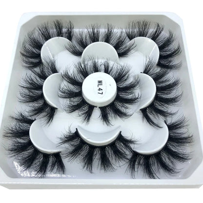 5 Pairs 3d Mink Dramatic Volume Lashes Bulk Faux Thick Long Wispy Natural Mink Lashes Pack Short Wholesales Natural False lashes