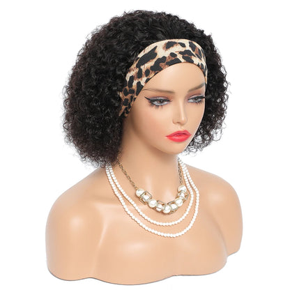 Mongolian Headband Wig Human Hair Kinky Curly Short Curly Human Hair Wigs For Black Women Remy Human Hair Wig 180% Density Yarra