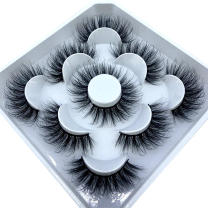 5 Pairs 3d Mink Dramatic Volume Lashes Bulk Faux Thick Long Wispy Natural Mink Lashes Pack Short Wholesales Natural False lashes