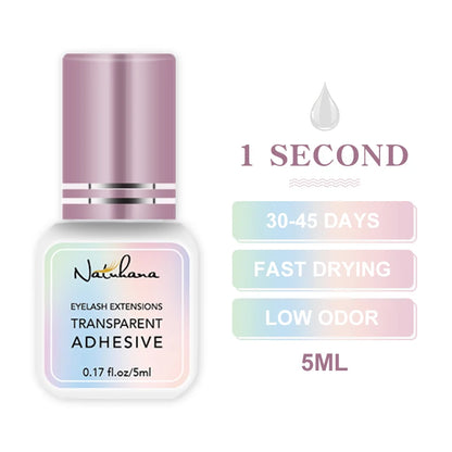 NATUHANA Black/Clear Eyelash Extension Glue 2-3s Fast Dry Sensitive Eye Individual Strong False Lashes Glue Adhesive MakeupTools