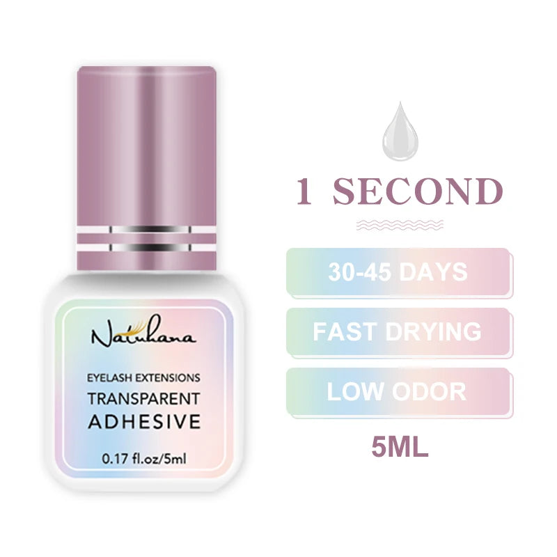 NATUHANA Black/Clear Eyelash Extension Glue 2-3s Fast Dry Sensitive Eye Individual Strong False Lashes Glue Adhesive MakeupTools