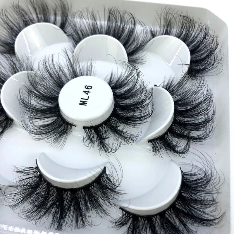 5 Pairs 3d Mink Dramatic Volume Lashes Bulk Faux Thick Long Wispy Natural Mink Lashes Pack Short Wholesales Natural False lashes