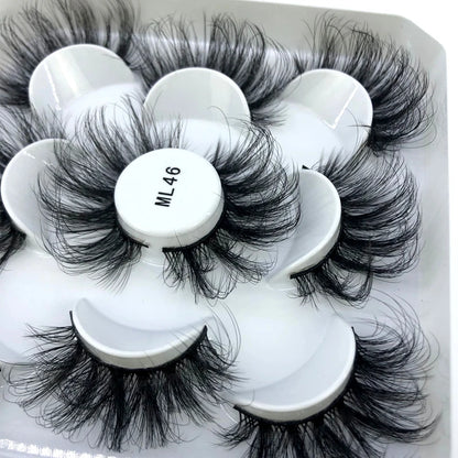 5 Pairs 3d Mink Dramatic Volume Lashes Bulk Faux Thick Long Wispy Natural Mink Lashes Pack Short Wholesales Natural False lashes