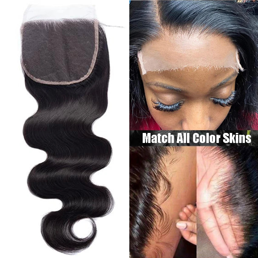 4x4 5x5 6x6 HD Lace Closure Only Body Wave Transparent Lace Frontal Closures Remy Brazilian Human Hair Lemoda HD Lace Closure