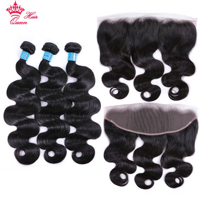 Cambodian Body Wave Raw Hair Bundle With HD Invisible Undetectable Lace Closure 100% Human Hair Bundles with Frontal Queen Hair