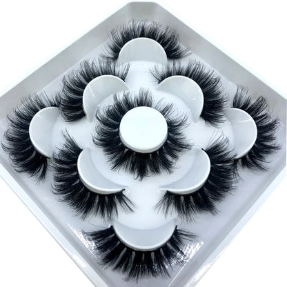 5 Pairs 3d Mink Dramatic Volume Lashes Bulk Faux Thick Long Wispy Natural Mink Lashes Pack Short Wholesales Natural False lashes