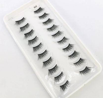 New 10 Pairs Crisscross Half Eye Lashes Natural False eyelashes Handmade 3D Mink Lashes Makeup Tools Reusable Eyelash Extension