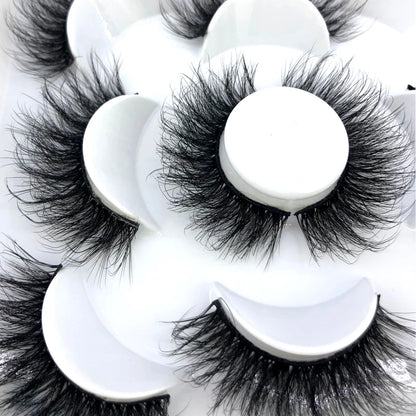 5 Pairs 3d Mink Dramatic Volume Lashes Bulk Faux Thick Long Wispy Natural Mink Lashes Pack Short Wholesales Natural False lashes