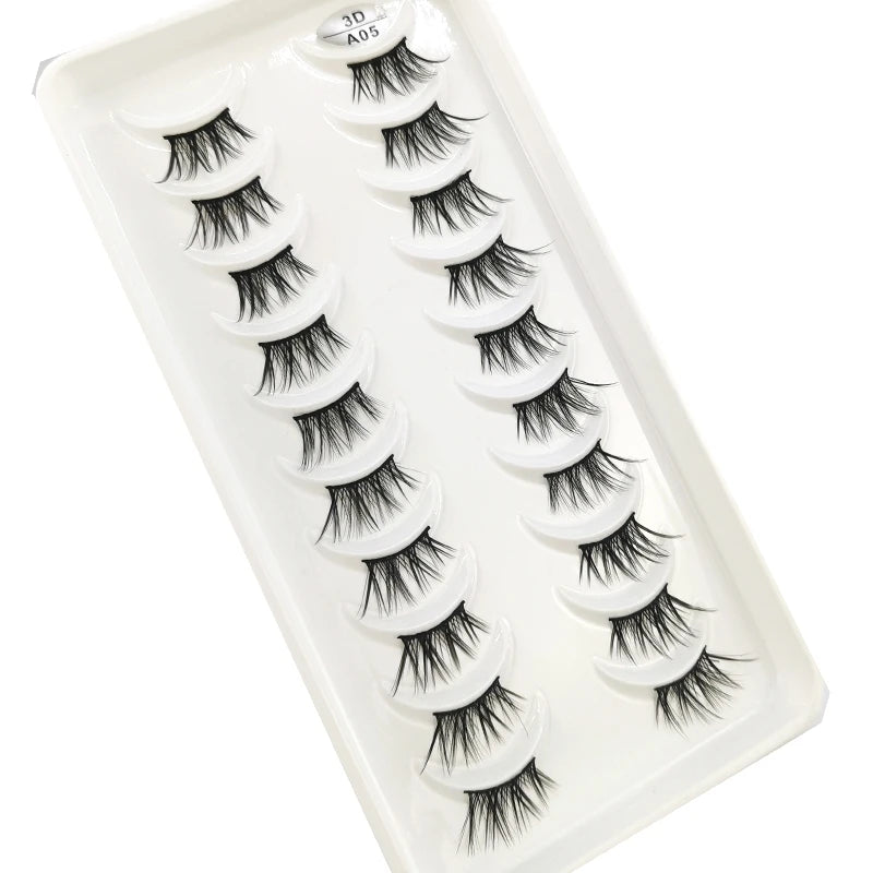 New 10 Pairs Crisscross Half Eye Lashes Natural False eyelashes Handmade 3D Mink Lashes Makeup Tools Reusable Eyelash Extension