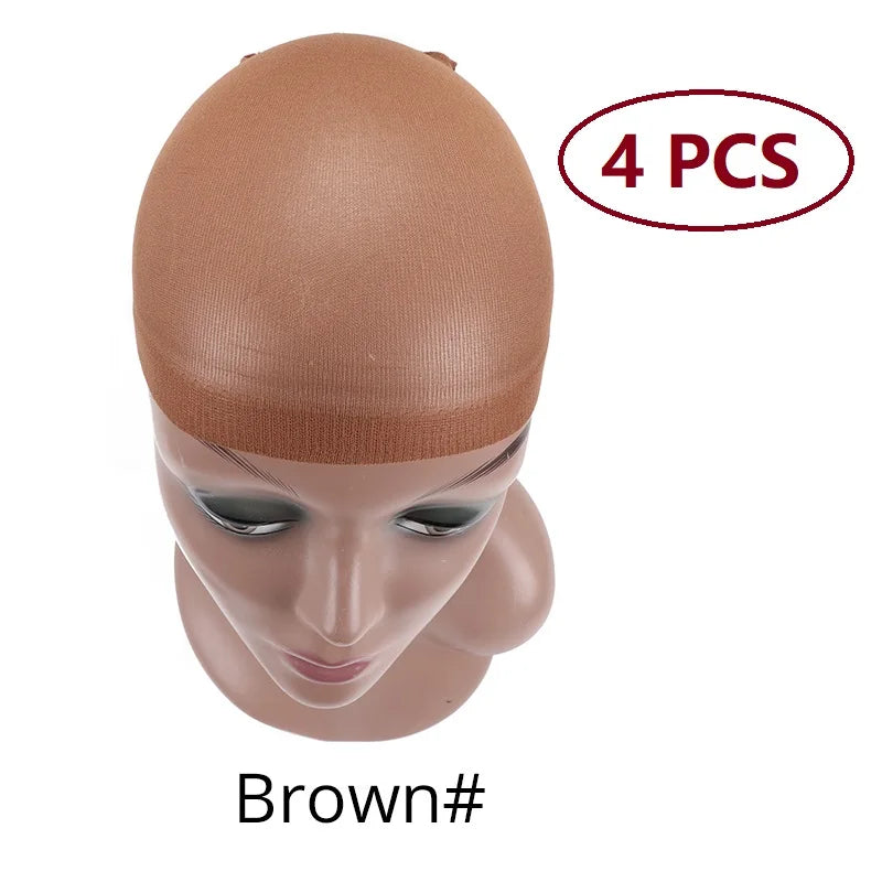 Nunify Nude Mesh Net Wig Caps With Closed End For Wigs 2Pcs/Pack Free Size Stocking Cap Red Coffee Black Begie Brown 6 Colors